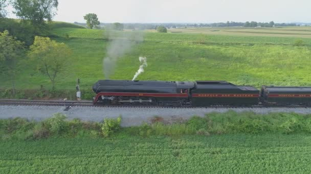 Straatsburg Pennsylvania Augustus 2019 Een Luchtfoto Van Een Stoomtrein 611 — Stockvideo