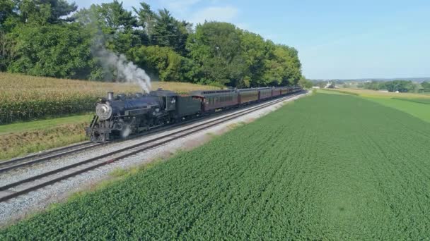 Straatsburg Pennsylvania Augustus 2019 Uitzicht Vanuit Lucht Een Stoomtrein Wachtend — Stockvideo