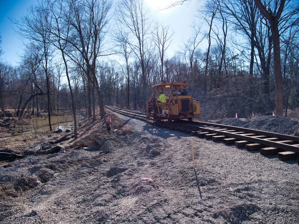 Restoring an Old Railroad Train Track — Stock Photo, Image