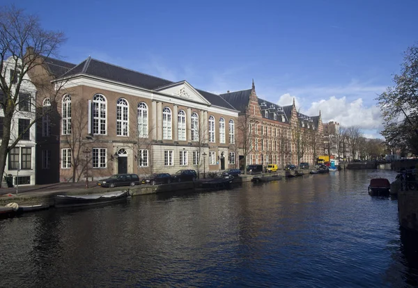 Grand Historical Buildings Amsterdam Canal Autumn Sunny Blue Sky Amsterdam — Stock Photo, Image