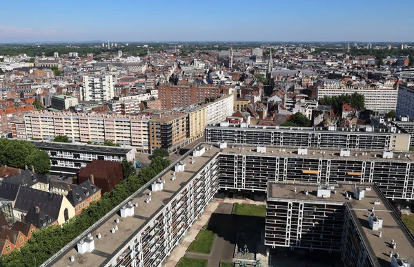 Cityscape Lille France Modern Apartment Buildings Towers Cathedral Old Post — Stock Photo, Image