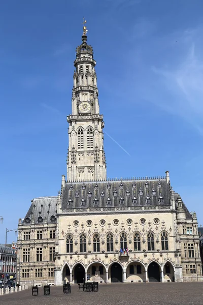 Radnice Zvonici Věže Place Des Heros Město Náměstí Arras Francie — Stock fotografie