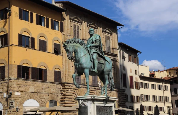 Historiska Ryttarstaty Cosimo Medici Från 1598 Det Piazza Della Singoria — Stockfoto