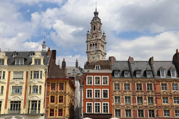 Bâtiments Historiques Tour Horloge Sur Place Général Gaulle Lille France — Photo