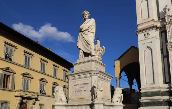 Statue Des Dante Florence Italien Erbaut 1865 Vom Bildhauer Enrico — Stockfoto