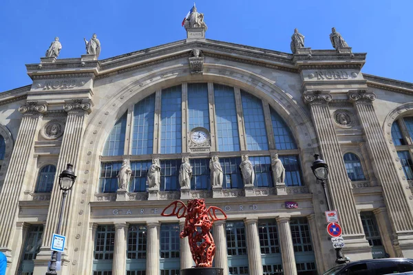 Paris França Maio 2018 Fachada Estação Ferroviária Gare Nord Paris — Fotografia de Stock