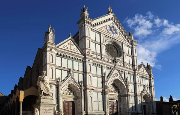 Fasáda Kostela Basilica Santa Croce Florencii Itálie Proti Modré Obloze — Stock fotografie