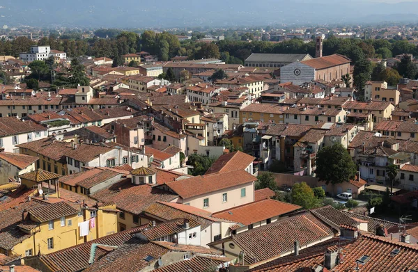 Lucca Talya Cityscape Bina Kilise Kule Çatılar Ile — Stok fotoğraf