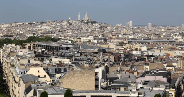 Cityscape Paris Frankrike Med Sacre Coeur Kyrkan Fjärran — Stockfoto