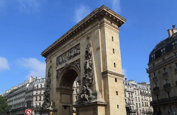 Porte Saint Denis Paris Fransa Tarihi Zafer Takı — Stok fotoğraf