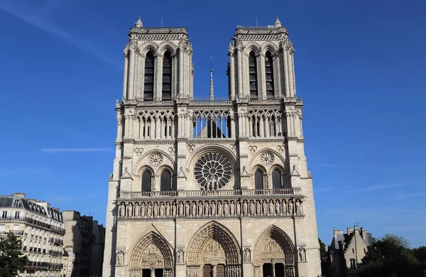 Catedral Notre Dame Contra Céu Azul Paris França — Fotografia de Stock