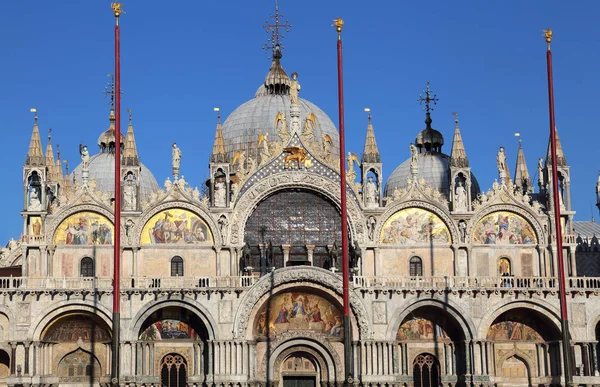 Gevel Van San Marco Basiliek Venetië Italië — Stockfoto