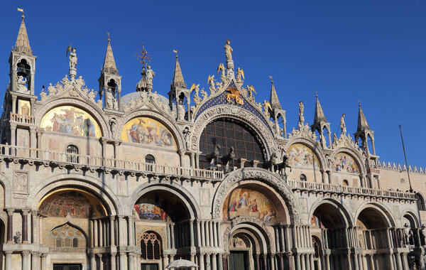 Facade of the San Marco basilica in Venice, Italy
