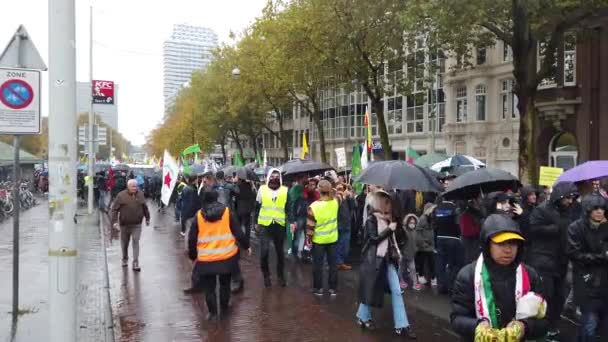 Kurden Protestieren Gegen Die Türkische Invasion Nordsyrien Niederländischen Den Haag — Stockvideo