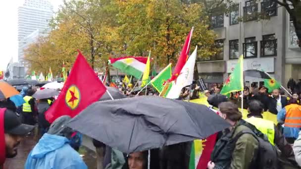 Курди Протестують Проти Турецького Вторгнення Сирії Гаазі Жовтня 2019 Року — стокове відео