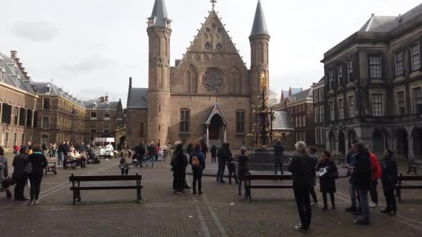 Здание Бундестага Туристы Здания Парламента Голландском Городе Хаге Октября 2019 — стоковое видео