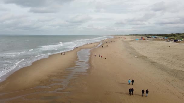 Personnes Marchant Sur Plage Haye Pays Bas Octobre 2019 — Video