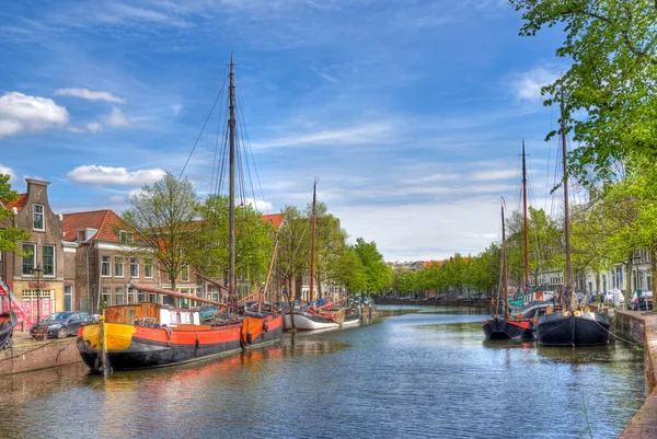 Canal Barcos Históricos Schiedam Holanda — Fotografia de Stock