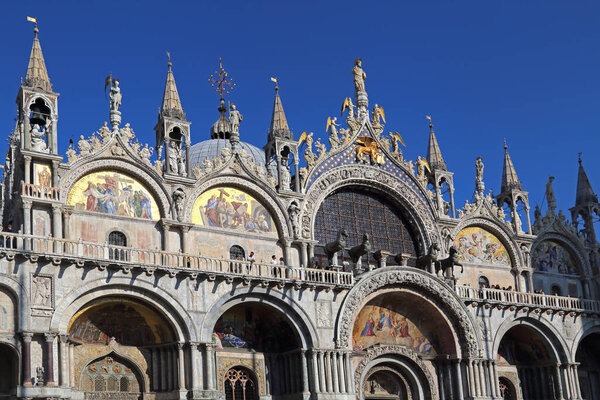 Facade of the San Marco basilica in Venice, Italy