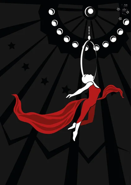 Acrobat Femme Sur Une Bague Dans Cirque — Image vectorielle