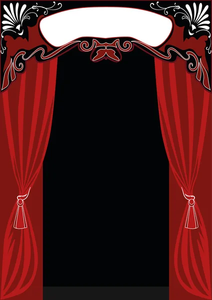 Retro Frame Red Curtain — Stock Vector