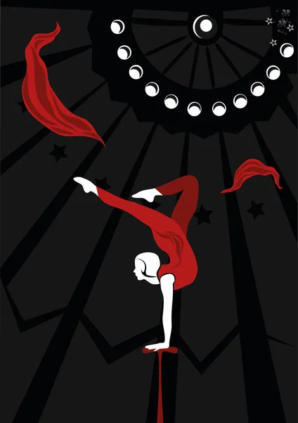 Acrobat Fille Dans Cirque Faire Handstand — Image vectorielle