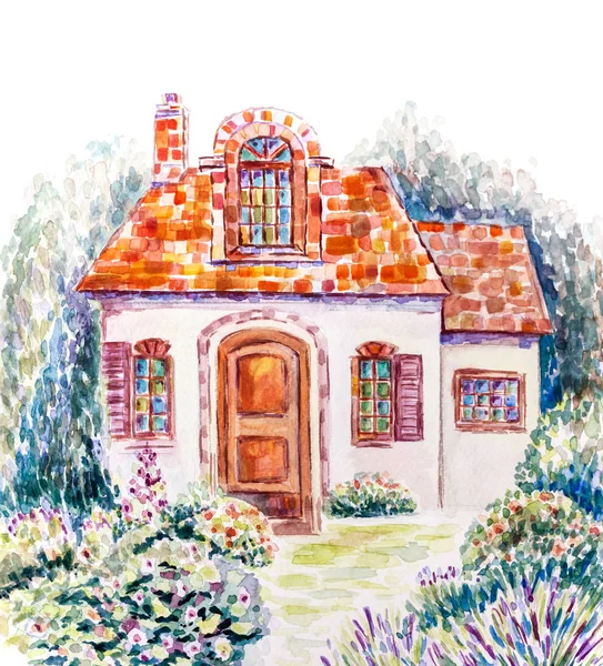 Gemütliches Haus Blühenden Garten — Stockfoto