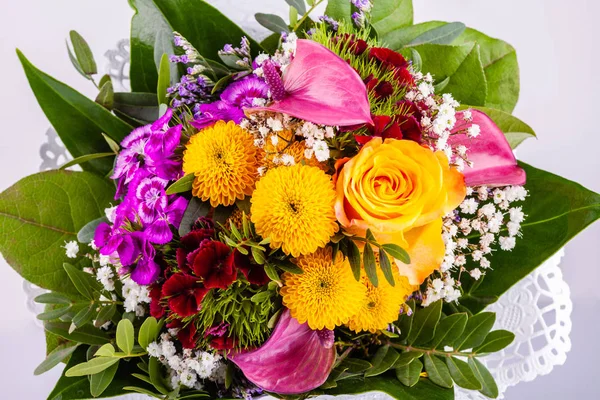 Bouquet Flowers Glass Vase — Stock Photo, Image