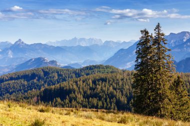 Alansal görünümünden hillside adlı muhteşem alp dağ silsilesi, Almanya
