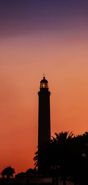 Leuchtturm Von Maspalomas Bei Sonnenuntergang Kanarische Inseln Spanien — Stockfoto