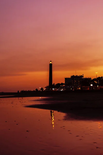 Faro Maspalomas Atardecer Islas Canarias España —  Fotos de Stock