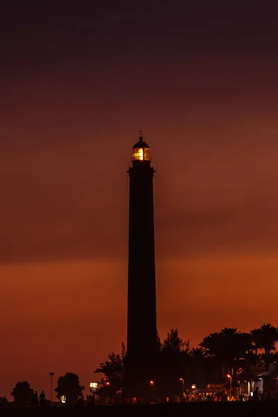 Leuchtturm Von Maspalomas Bei Sonnenuntergang Kanarische Inseln Spanien — Stockfoto