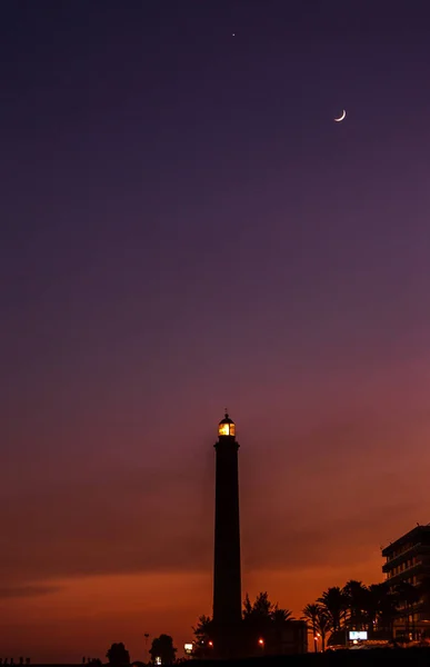 Maspalomas Lighthouse at sunset , Canary Islands, Spain