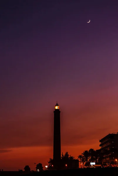 Faro Maspalomas Atardecer Islas Canarias España —  Fotos de Stock