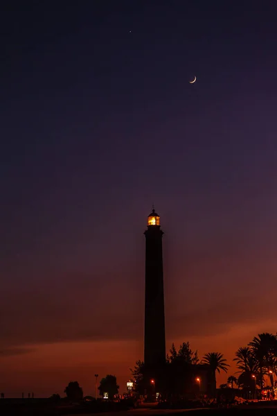 Faro Maspalomas Atardecer Islas Canarias España —  Fotos de Stock