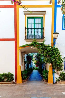 Renkli şehir, Puerto De Mogan. Gran Canaria, Kanarya Adaları, İspanya.