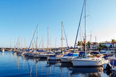 PUERTO DE MOGAN, GRAN CANARIA, SPAIN - JULY 16, 2018: Puerto de Mogan a small fishing port in Gran Canaria Spain clipart
