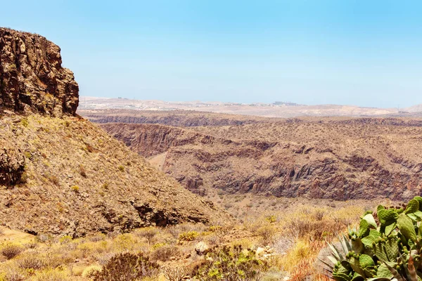 Panorámás Kilátás Nyílik Barranco Fataga Gran Canaria Kanári Szigetek Spanyolország — Stock Fotó