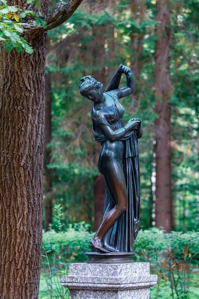 俄罗斯圣彼得堡巴甫洛夫斯克 2018年8月28日 圣彼得堡郊区巴甫洛夫斯克公园一名妇女的雕像 — 图库照片