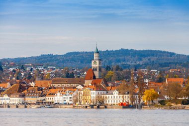 Ueberlingen, Almanya - 15 Nisan 2018: Bodensee mesire Ueberlingen, Konstanz Gölü, Almanya, Avrupa'nın