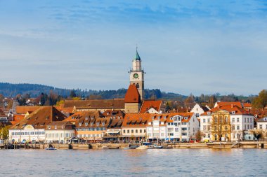 Ueberlingen, Almanya - 15 Nisan 2018: Bodensee mesire Ueberlingen, Konstanz Gölü, Almanya, Avrupa'nın