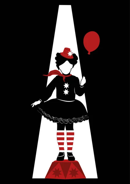Смешная Девушка Клоун Воздушным Шаром — стоковый вектор