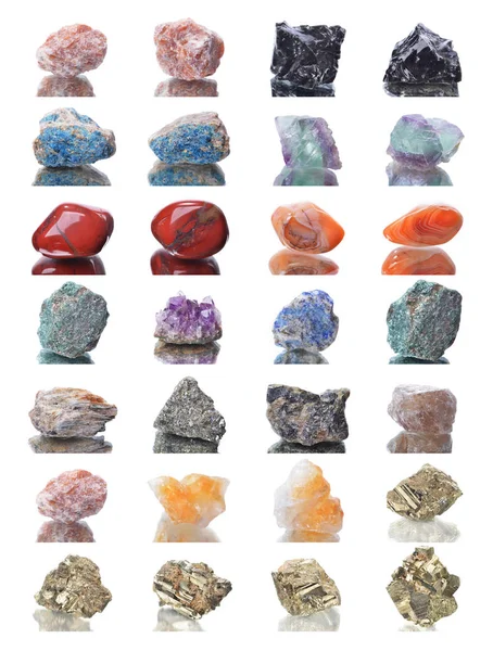 Macrofotografía Del Espécimen Roca Mineral Natural Varias Piedras Sobre Fondo — Foto de Stock