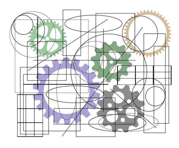 Schéma Croquis Avec Éléments Machine Illustration — Photo