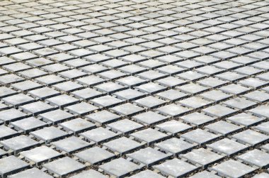 Gri taş kaldırım döşemesi. Kentsel arka plan, doku.