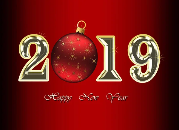 Поздравление Новым 2019 Годом Golden Shiny Numbers Dark Background Illustration — стоковое фото