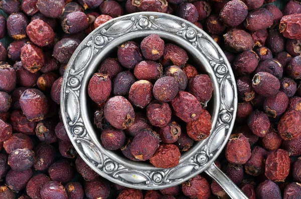 Hawthorn Dried Fruit Tea Tart Wooden Background — Stock Photo, Image