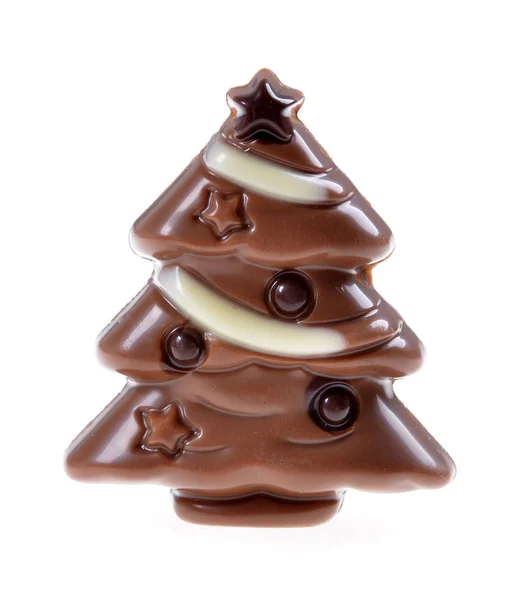 Chocolate Figura Árvore Natal Fundo Branco Isolado — Fotografia de Stock