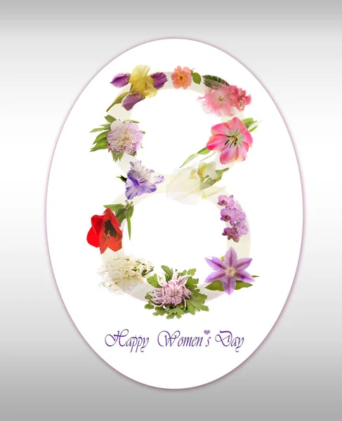 Women`s Day greeting card template 8 march.