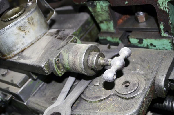 Detail Old Lathe Manufacture Solution Joystick Selective Focus — Stock Photo, Image